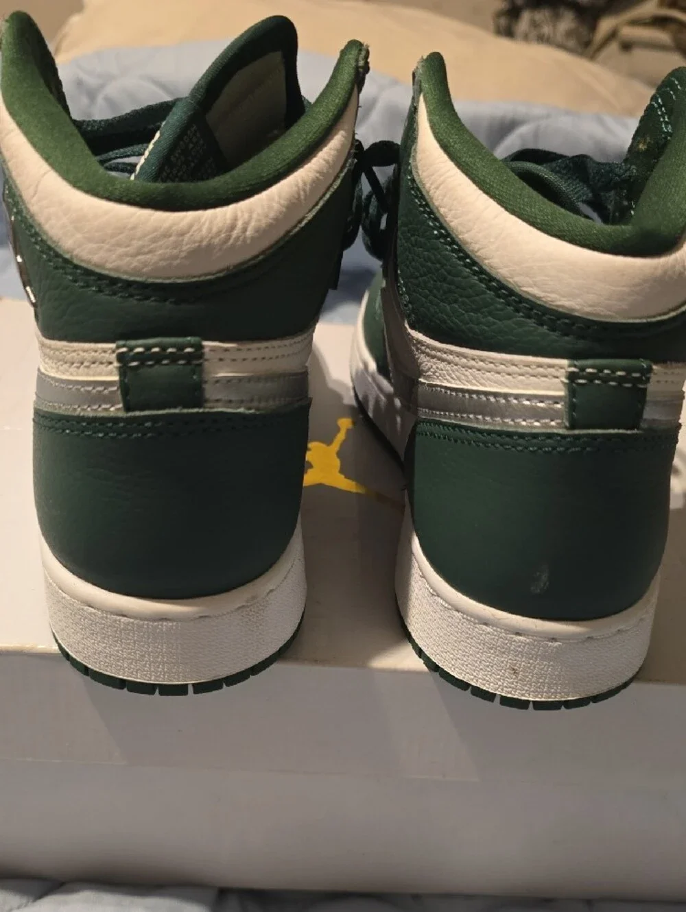 Nike High-Top Sneakers in White and Dark Green